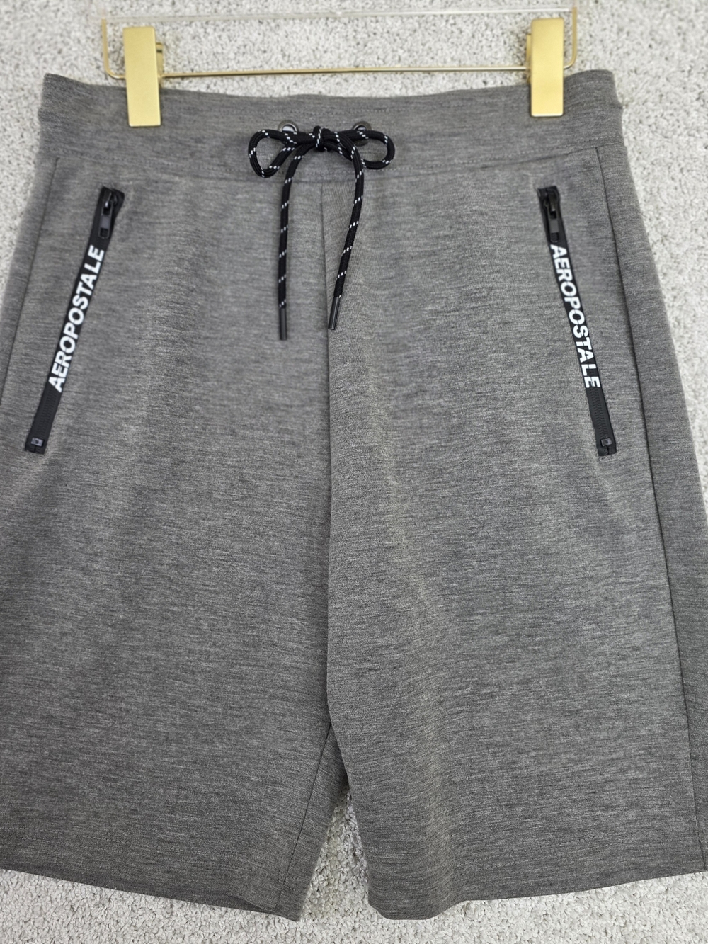 Aeropostale Mens S Gray Sweat‎ Shorts Zip Pockets Jogger